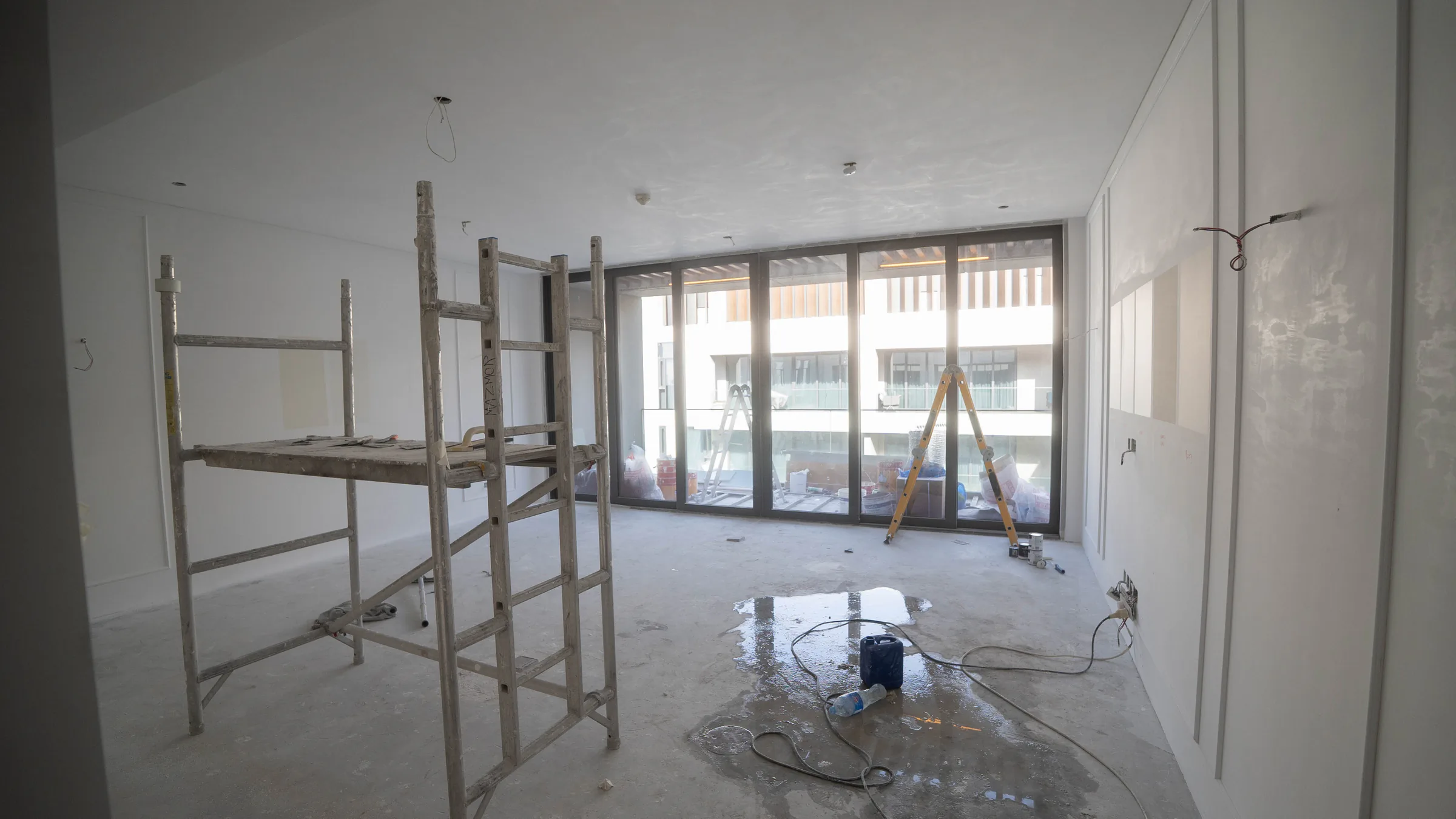 Interior construction work during a renovation